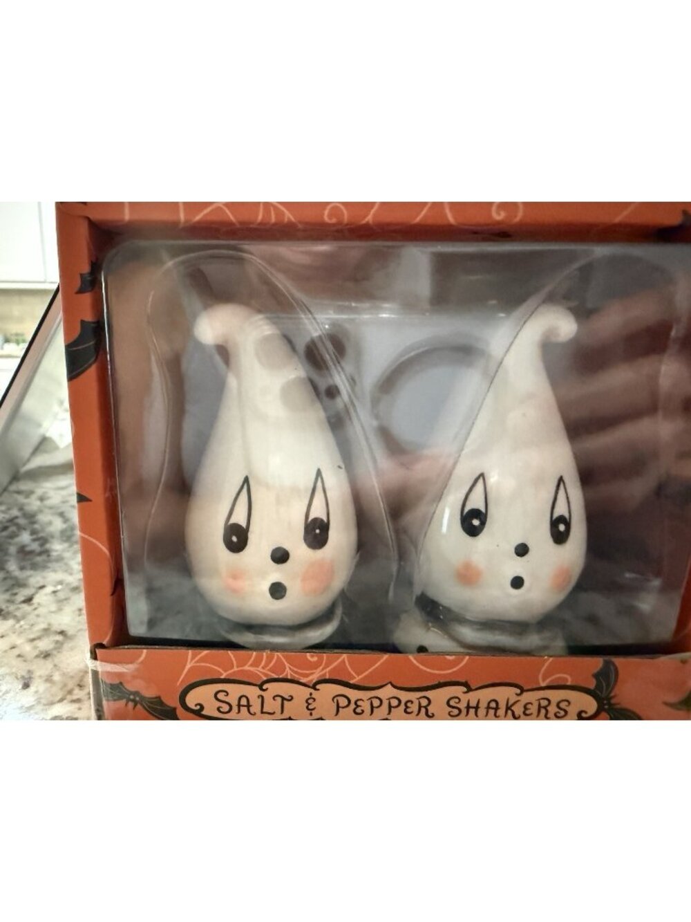 Johanna Parker Design Halloween Ghost Salt Pepper Shakers Ceramic Kitschy Retro